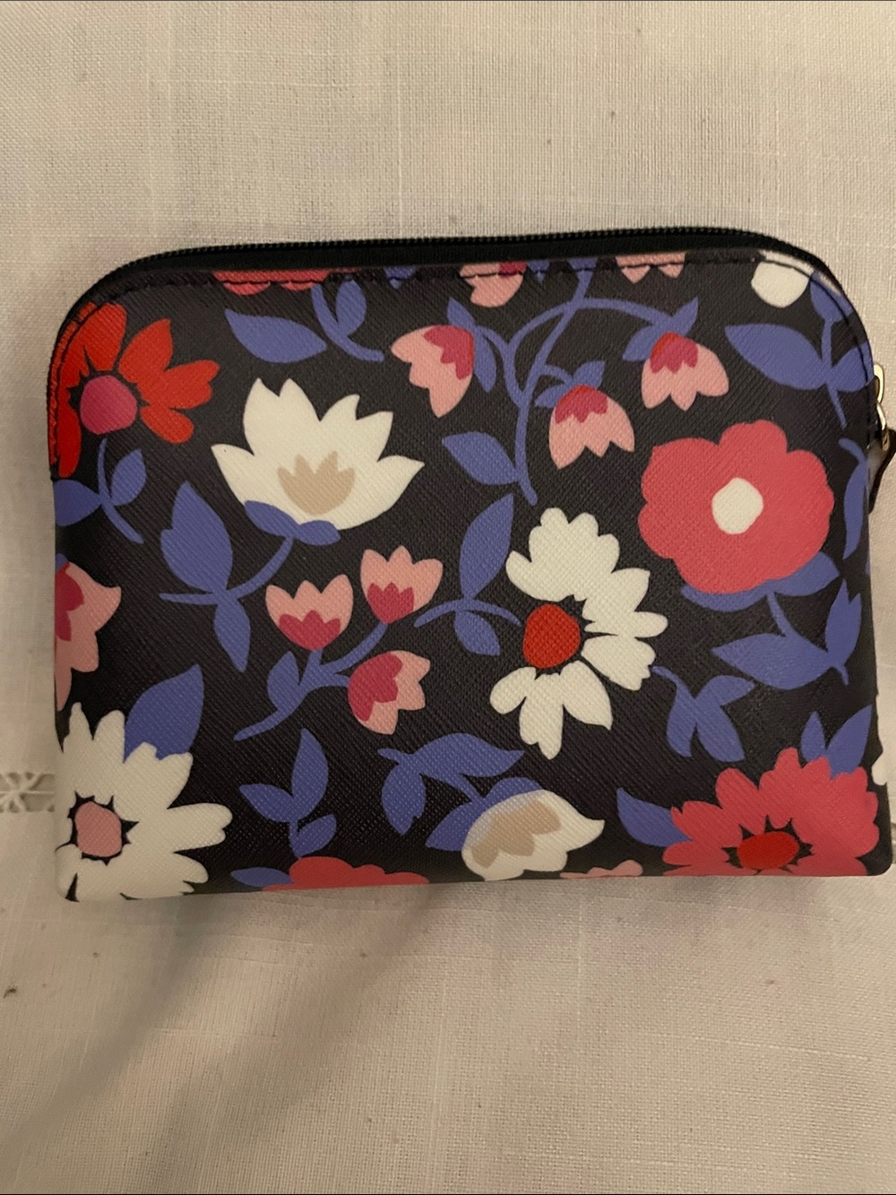 kate spade Floral Cosmetic Pouch in Navy, Red, White, Purple - Picture 3 of 5